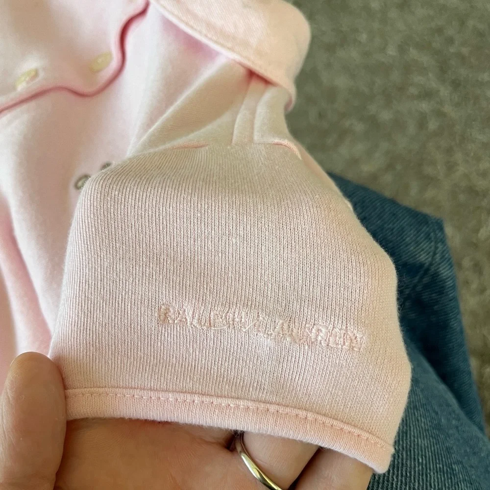 Ralph Lauren Pink Peter Pan Collar Polo Teddy Bear Embroidered Logo Girls 3T